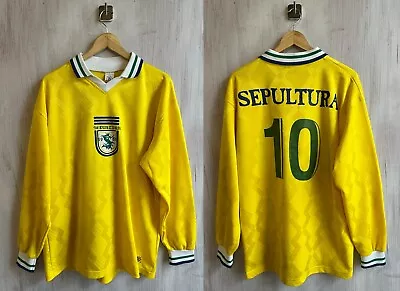 Buy Sepultura X Brasil 1990's Size XL Jersey Soccer Shirt Tee Long Sleeves Brazil • 144.72£
