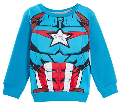 Buy Boys Captain America Sweatshirt Kids Marvel Avengers Dress Up Jumper Fleece Top  • 12.95£