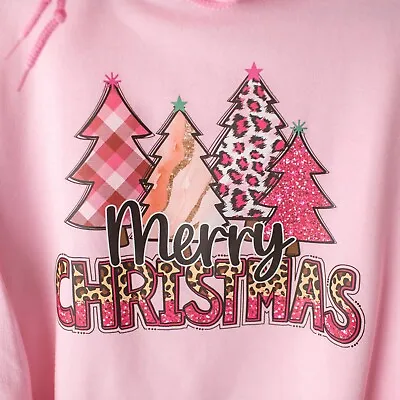 Buy New Merry Christmas Pink Cheetah Trees Hoodie Size Large • 24.12£