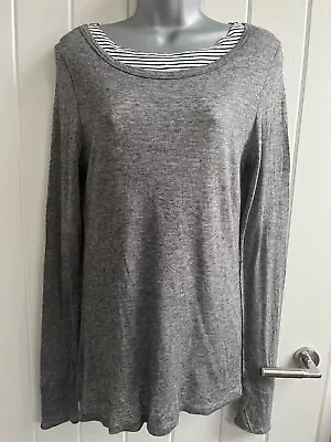 Buy The White Company Top UK8 Grey Viscose Wool Blend Double Layer Striped Layer • 2.99£