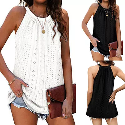 Buy Womens Vest Tops Summer Sleeveless Blouse Ladies Tank Cami Tee T Shirt Plus Size • 8.53£