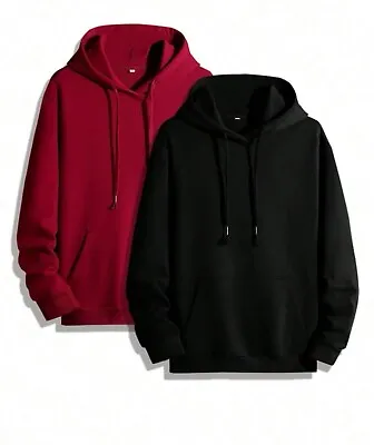 Buy Shein Men's 2 Pack Hoodies In Black And Red Size Large Brand New With Tags  • 12£