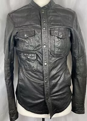 Buy Men's AllSaints Densig Shirt Leather Jacket In Black Size Medium • 50£