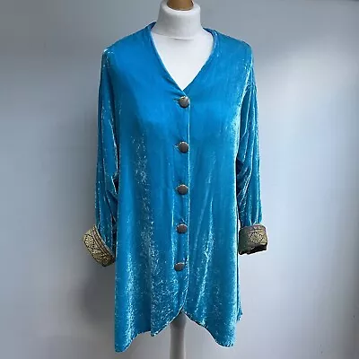 Buy Beatrice Von Tresckow Jacket Ch 40  Blue Devore Velvet Embroidered Cuffs Buttons • 200£