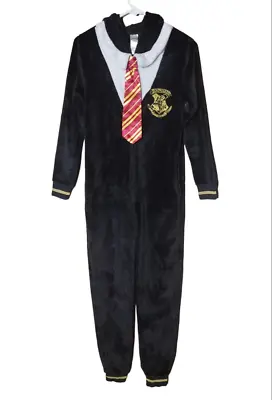Buy Harry Potter Pajamas Adult Small 4-6 Black One Piece Hooded Sleepwear Cosplay • 9.46£