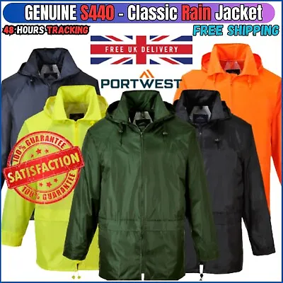 Buy PORTWEST Classic Waterproof Rain Jacket Winter Coat Hooded-Cagoule S440 UK Stock • 14.45£