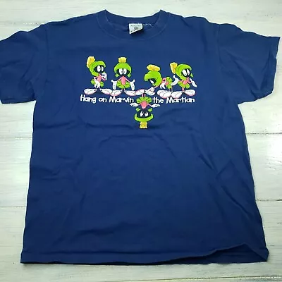 Buy Vintage 1998 Marvin The Martian T Shirt Youth XL Blue Warner Bros Kids • 14.20£