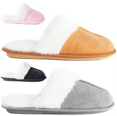 Buy Womens Flat Slip On Warm Fleece Lining Ladies Bedroom Indoor Slippers Shoes Size • 6.95£