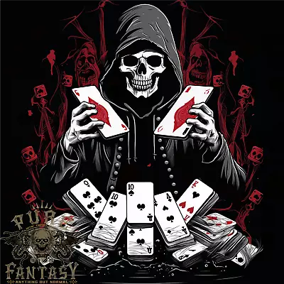 Buy Card Playing Grim Reaper Poker Mens T-Shirt 100% Cotton • 10.75£