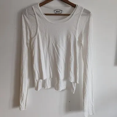 Buy UO BDG Double Layer Long-Sleeved Layered T-Shirt White Size M Women • 20£