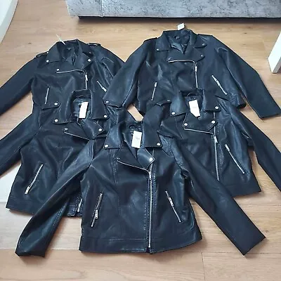 Buy New Look Leather Style Jacket Different Size 8-16 Zip Up With Pockets Vegan • 30£