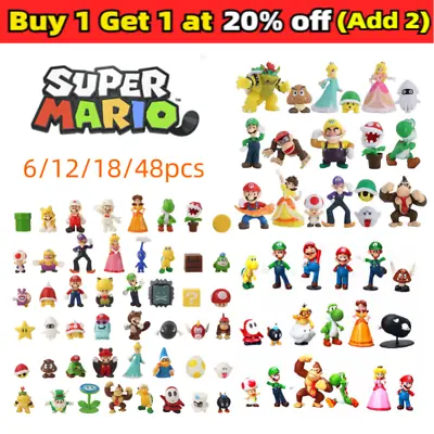 Buy 6/12/18/48Pcs Super Mario Mini Figure Toys Doll Action Figures UK Fast Shippin • 6.25£
