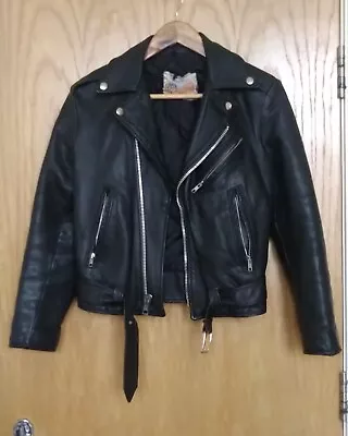 Buy Excelled Made In USA Genuine Leather Vintage Jacket Biker Motorcycle Goth Punk S • 30£