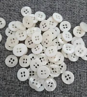 Buy Lot 100 White Cream 4 Hole Lonsdale Shirt Buttons 11mm Clothes Crafts • 5£