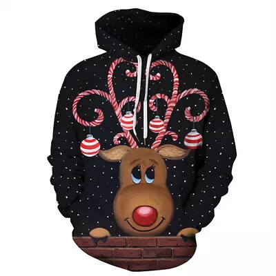 Buy Men Women Christmas 3d Graphic Print Hooded Hoodie Sweatshirt Pullover Jumper • 14.08£