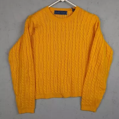 Buy Karen Scott Sweater Womens Medium Yellow Knit Long Sleeve Short Preppy Grandma • 15.85£