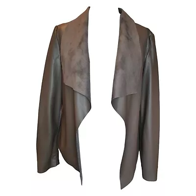 Buy Gray & Willow Womens Brown Leather Look Waterfall Jacket - Size UK 10 • 14.99£