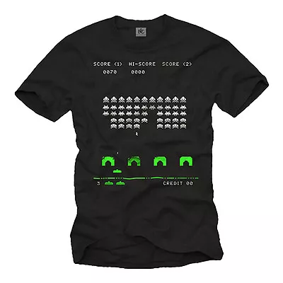 Buy Cult Space Nerd Game Men Shirt With  Old School Invaders - Short Sleeve Geek Tee • 17.04£