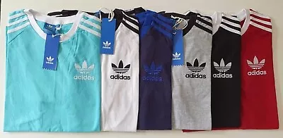 Buy Men's Adidas Brand New Original Three Stripe Short Sleeve Crew Neck T-shirt • 14.99£
