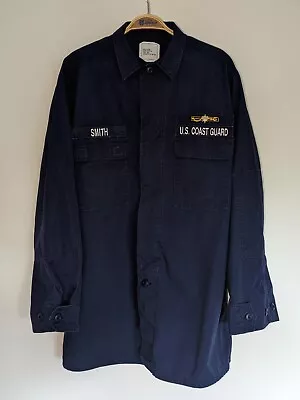 Buy Rare US Coast Guard Jacket - Blue Work Chore Ripstop Shirt - Size L • 49£