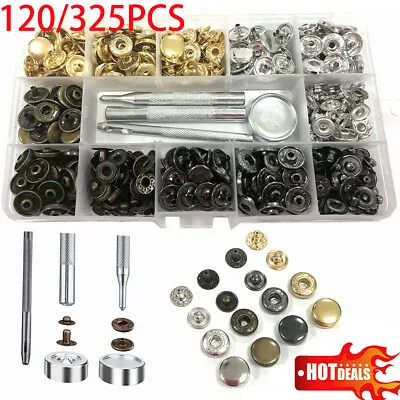 Buy 325Pcs Heavy Duty Snap Fasteners Press Studs Kit Set Poppers Leather Button Tool • 5.98£