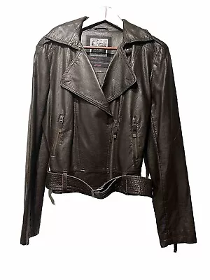 Buy Paper Denim & Cloth-Large Brown Bike-style Faux Leather Jacket • 4.99£