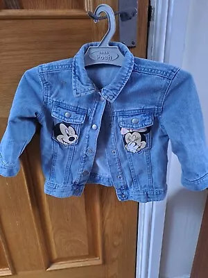 Buy Baby Girl 9-12 Months Fisney Minnie Mouse Grey Denim Jacket • 2.99£
