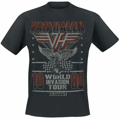 Buy Official Van Halen Invasion Tour 1980 Mens Black T Shirt Van Halen Tour Tee • 14.95£
