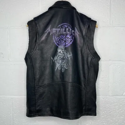 Buy Vintage 90’s Incredibly Rare Metallica Hand Painted Black Leather Gilet Size M. • 65£