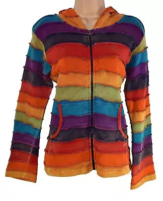 Buy New Fair Trade Rainbow Striped Zip Hoody 10 12 14 16 Ethnic Hippy Boho • 26.39£