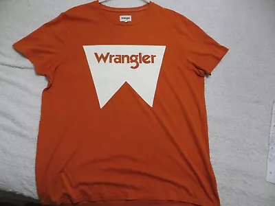 Buy Wrangler. Crew Neck Mens .orange With  White Logo T-shirt .chest 44  Size L • 24.99£
