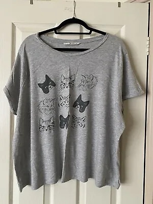 Buy Ladies/Womens Tu Grey Cat Print Tee Shirt. Size 24 • 0.99£