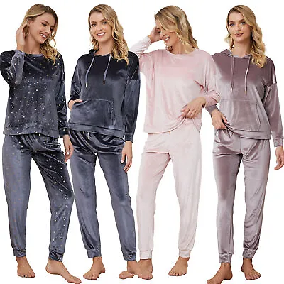 Buy Ladies Pyjamas Supersoft Velour Nightwear Loungewear Cosy Set Long Sleeve 8-22 • 17.99£
