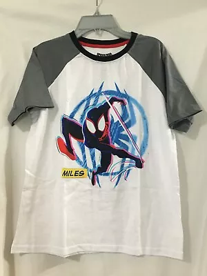 Buy New Marvel Spider-Man Boy's Miles Morales Graphic T-Shirt Gray White  Size 10/12 • 8.68£
