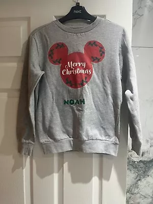 Buy Boys Mickey Mouse Noah Christmas Jumper Grey Age 10-11 Personalised • 4.99£