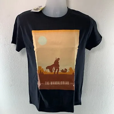 Buy Star Wars The Mandalorian Retro Style Poster T-Shirt, Adults, Size M Black • 6.99£