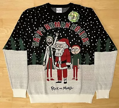 Buy Large 43  Chest Rick And Morty Ugly Christmas Xmas Jumper Sweater Human Holiday • 33.99£