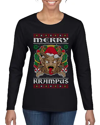 Buy Merry Krampus Santa Folklore Figure Horror  Women Graphic Long Sleeve TShirt • 25.57£