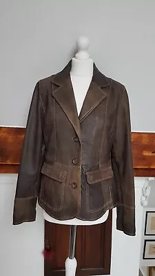 Buy LAKELAND FINE SUEDE LEATHER Worn Brown Fitted Blazer Jacket Coat UK 14 • 39£