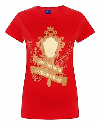 Buy Disney Beauty And The Beast Girls T-Shirt | Red Short Sleeve Graphic Tee • 14.99£
