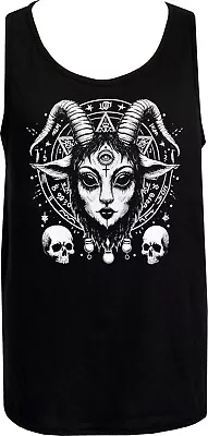 Buy Men's Satanic Tank Top Gothic Baphomet Horned God Pan Demonic Pagan Goth Skull • 18.50£
