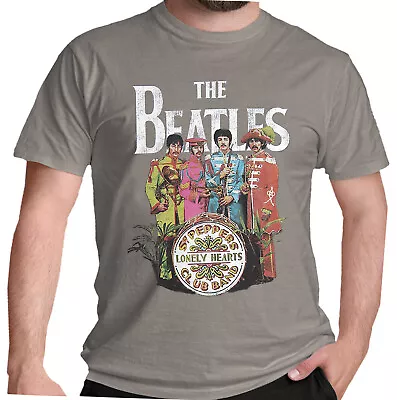 Buy The Beatles Sgt. Pepper T Shirt OFFICIAL Logo Lonely Hearts Grey New SMLXLXXL • 13.99£