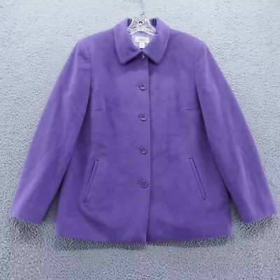 Buy Talbots Womens Wool Silk Angora Pea Coat Jacket Size 10 Purple Lined Classic * • 7.12£