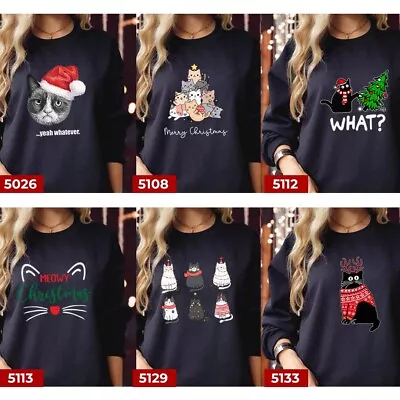Buy Sweatshirt- Cat Lover Merry Catmas Meowy Christmas Jumper Xmas Gift • 19.95£