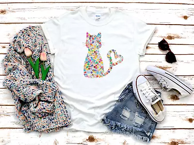 Buy Colorful Bubble Cat Woman 3/4 Short Sleeve T Shirt A113 • 9.92£