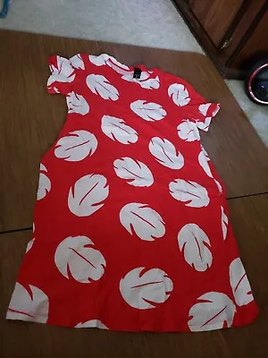 Buy Disney Lilo Dress Women's Size 0 Red & White Hawaiian Leaf Print Cotton Pockets • 24.11£