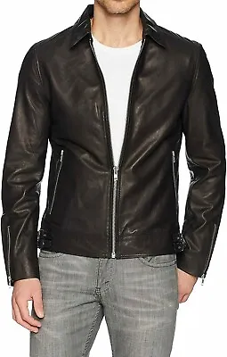 Buy Men's Genuine Lambskin Leather Jacket Black Slim Fit Casual Jacket For Men • 79£