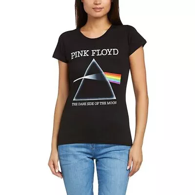 Buy Ladies Pink Floyd Dark Side Of The Moon Black T-Shirt - Womens Rock Music Tee • 10£
