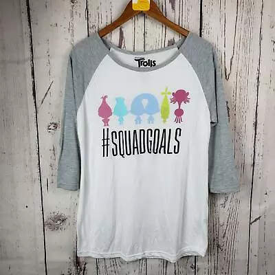 Buy Trolls #Squadgoals T Shirt Womens Size XL Scoop Neck Long Sleeve White • 6.73£