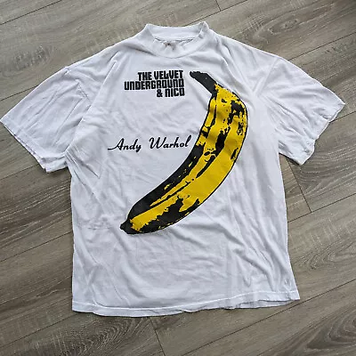 Buy Vintage 1990s Velvet Underground Tshirt Andy Warhol XL  • 95£
